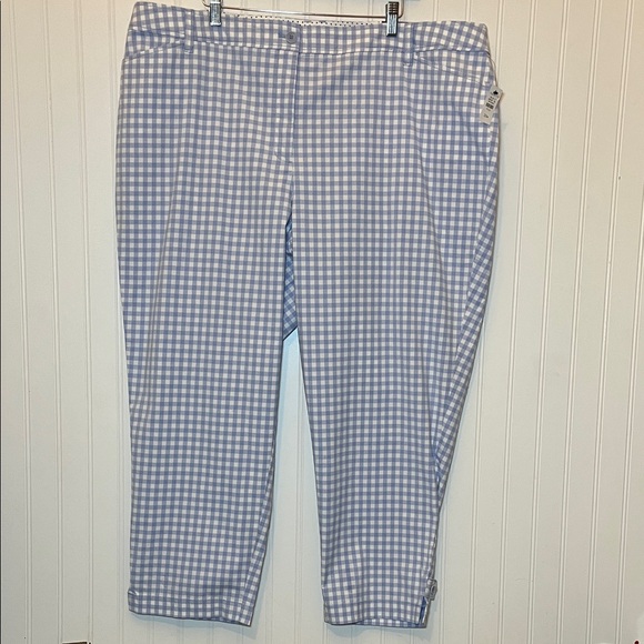 Talbots Perfect Crop Pant gingham blue & white checkered ankle pants NWT - Picture 2 of 13
